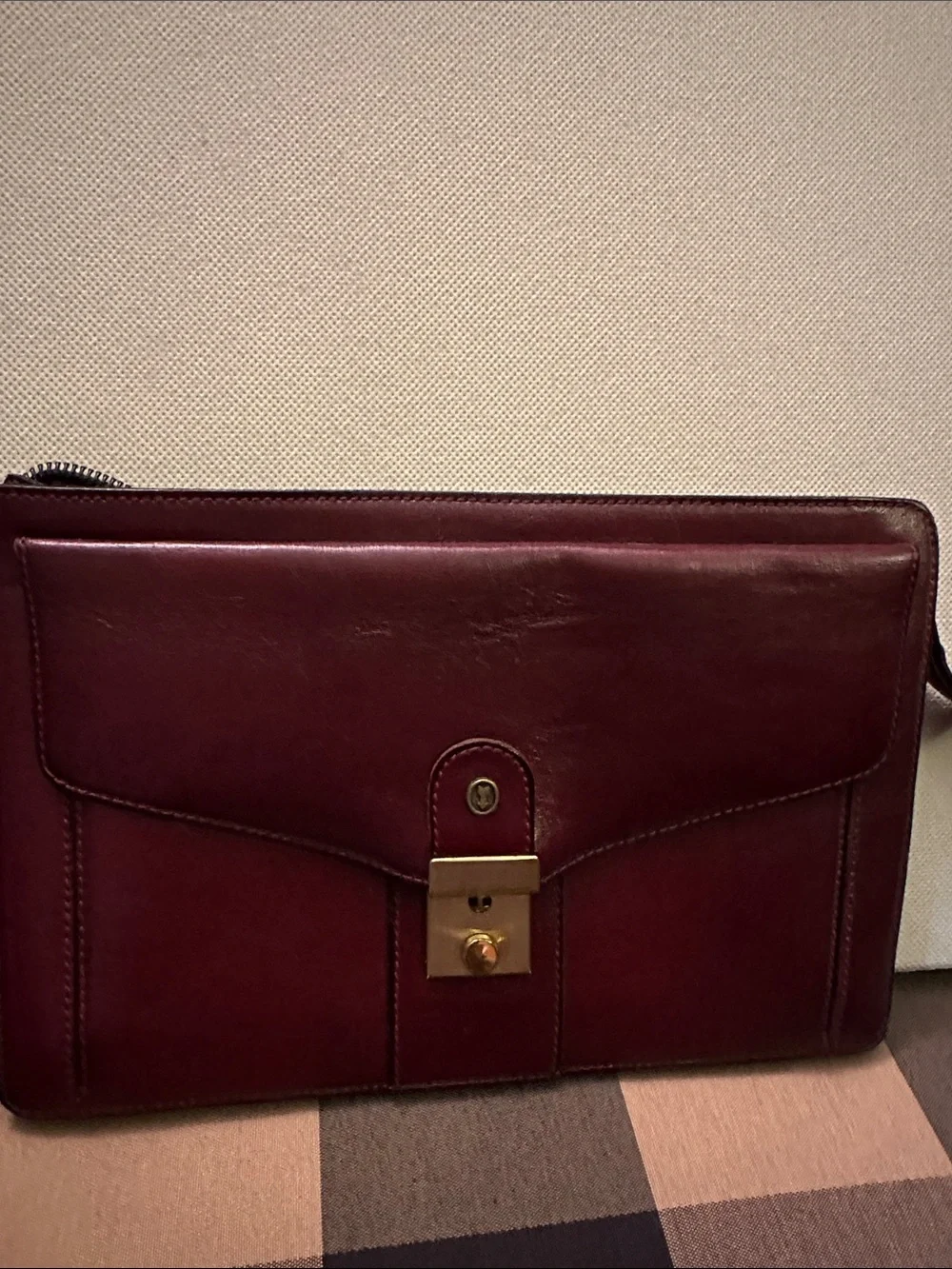 Gold Pfeil Classic Men's Leather Clutch Bag- Burgundy